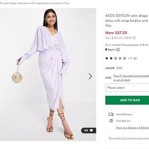NWT ASOS EDITION satin drape midi dress